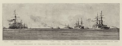 Het begin van de marine-oefeningen, het A-eskader dat voor de Lizard vaart door William Lionel Wyllie